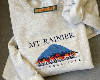Embroidered Mount Rainier National Park Crewneck | Washington State Embroidery Sweatshirt | Gift for Nature Lovers Adventure Seekers