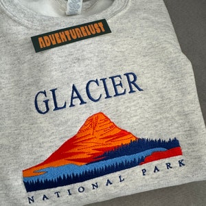 Embroidered Glacier National Park Montana State Crewneck Sweatshirt