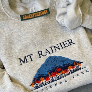 Embroidered Mount Rainier National Park Crewneck | Washington State Embroidery Sweatshirt | Gift for Nature Lovers Adventure Seekers image 2