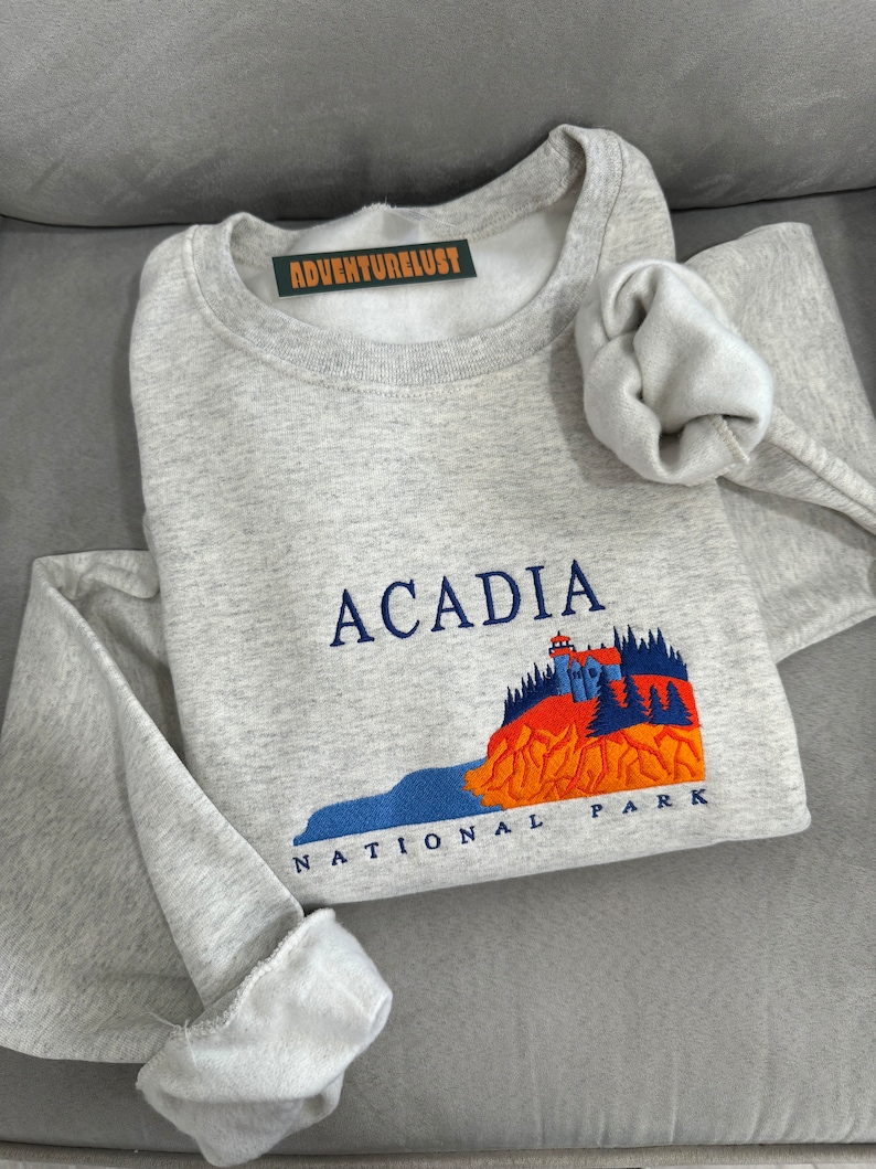 Embroidered Acadia National Park Maine Crewneck Sweatshirt