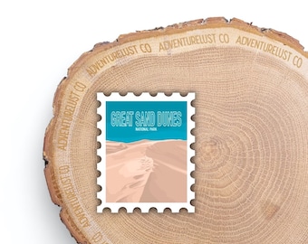 Etiqueta engomada del sello del Parque Nacional Great Sand Dunes / Aventura Senderismo Explorar / Botella de agua impermeable Etiqueta engomada del ordenador portátil / Regalo amante de la naturaleza