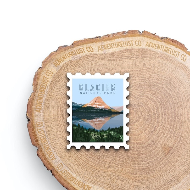 Glacier National Park Montana State Stamp Water Bottle Laptop Sticker Decal