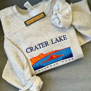 Embroidered Crater Lake National Park Oregon Crewneck Sweatshirt