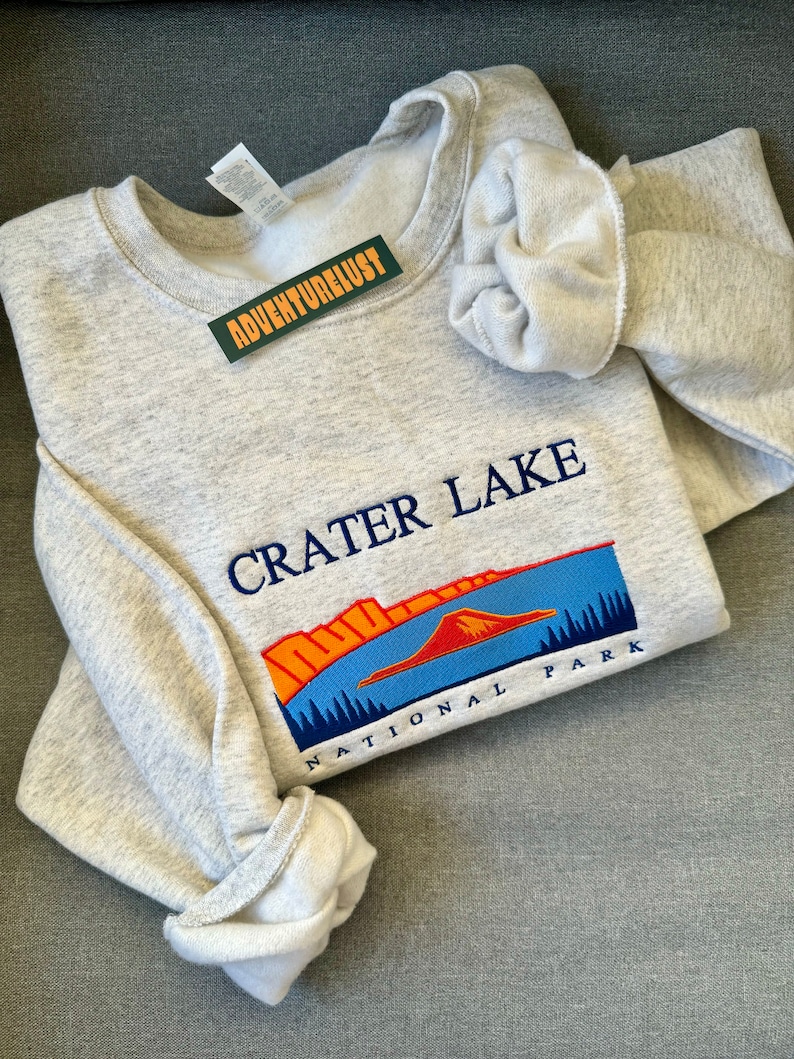 Embroidered Crater Lake National Park Oregon Crewneck Sweatshirt