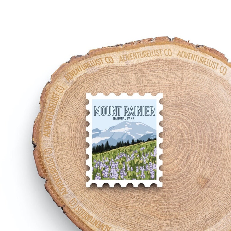 Mount Rainier National Park Washington Stamp Water Bottle Laptop Sticker Decal