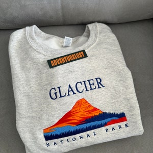 Embroidered Glacier National Park Montana State Crewneck Sweatshirt