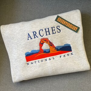 Embroidered Arches National Park Utah Crewneck Sweatshirt