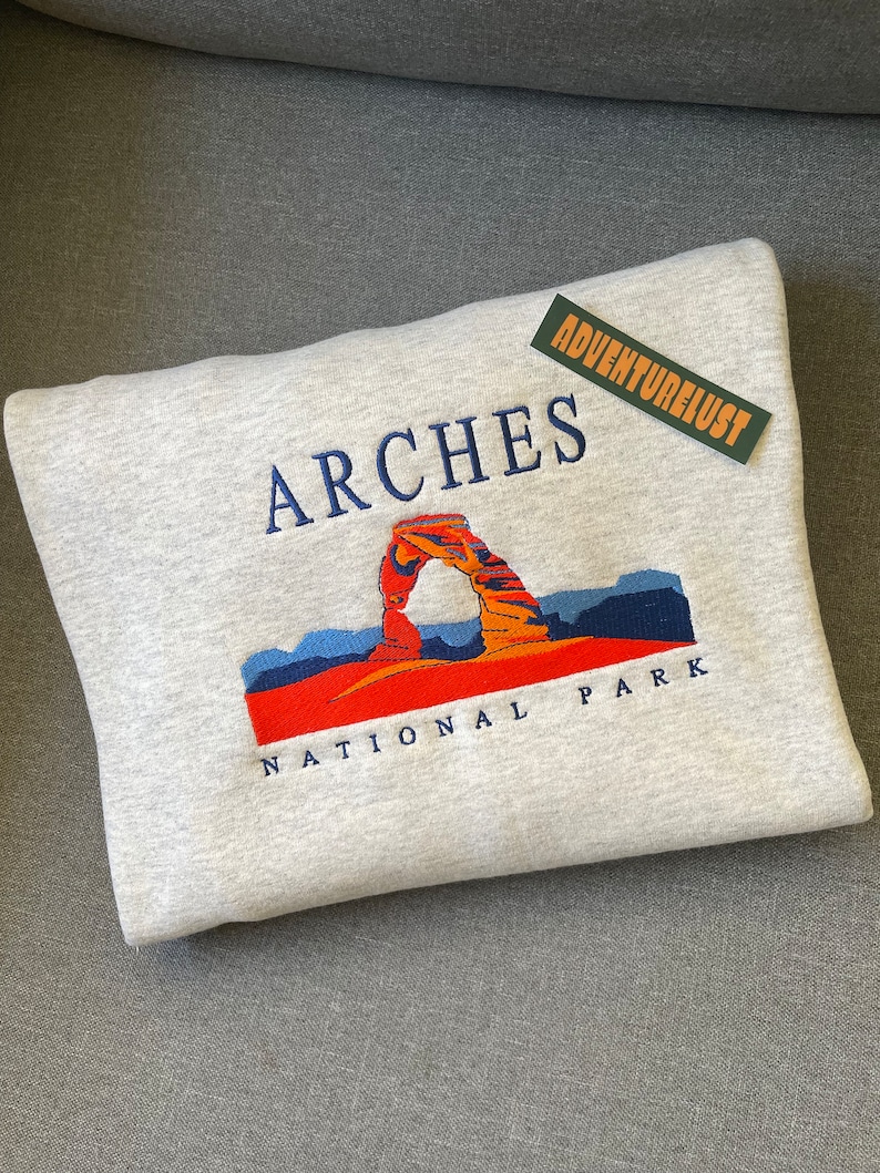 Embroidered Arches National Park Utah Crewneck Sweatshirt