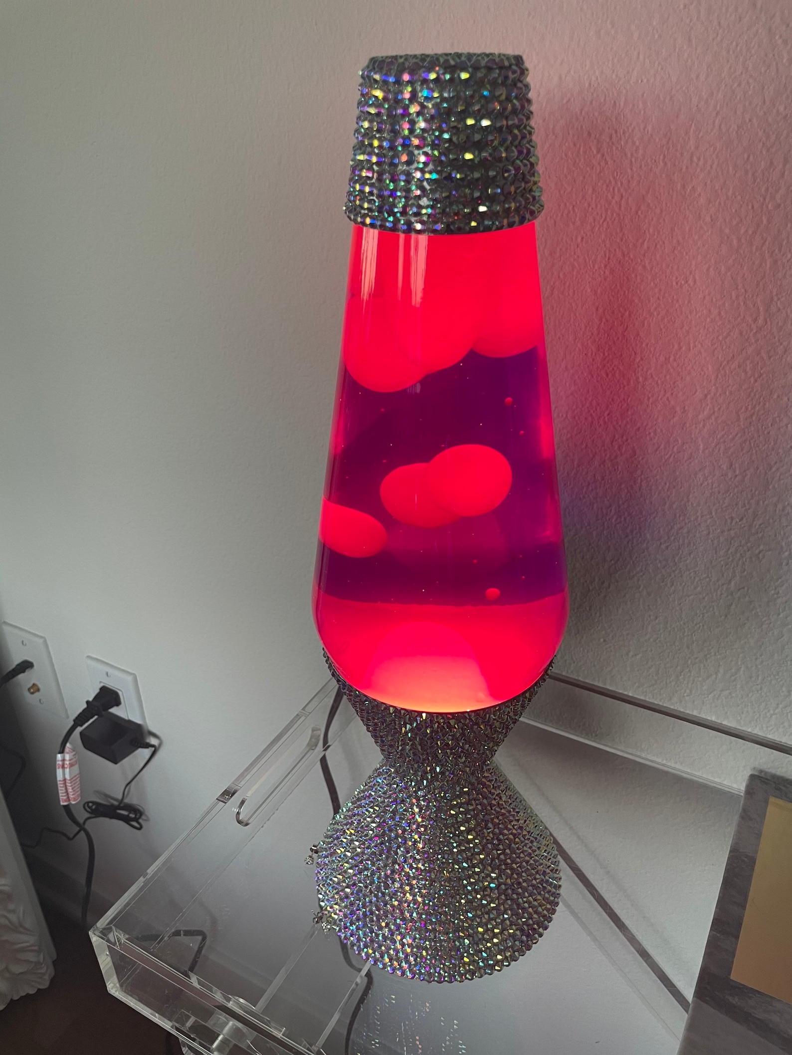 Rhinestoned Pink Lava Lamp Etsy
