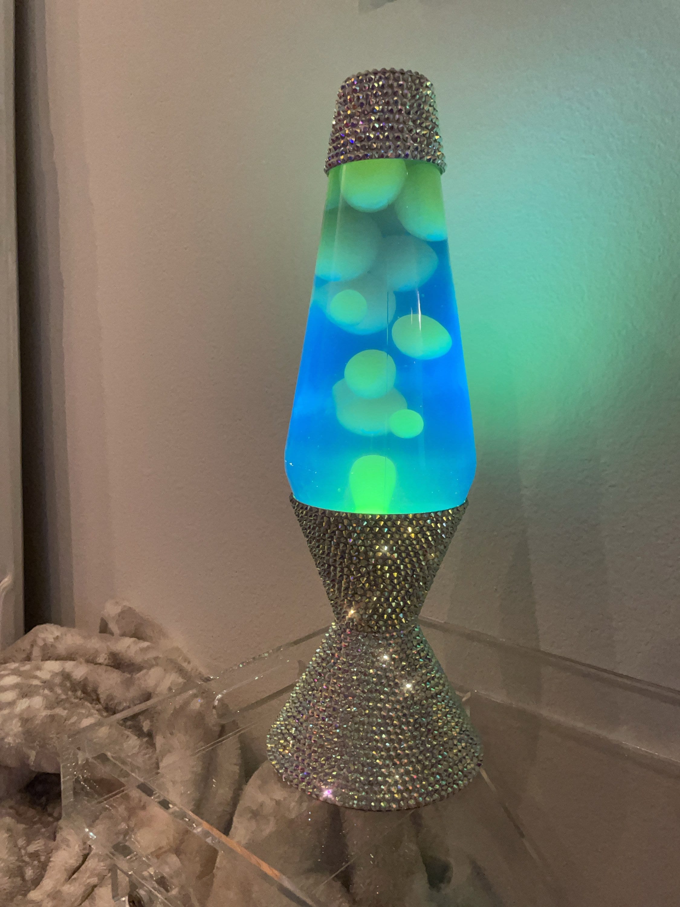 Rhinestoned Blue Lava Lamp