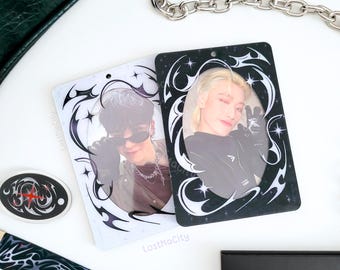 Cybersigilism Double-Sided Photocard Holder | Black & White Kpop Acrylic PC Holder | Cyberpunk K-Pop Keychain | Concert Accessory