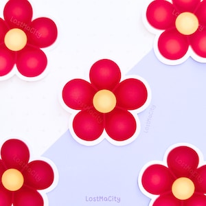 Adesivo a forma di fiore rosso ciliegia / Cancelleria con cuore a forma di fiore / Cancelleria carina / Adesivo per bullet journal / Forniture per biglietti regalo