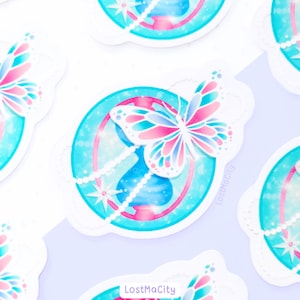 ATEEZ Schmetterling Chromer Aufkleber | Tanzen wie Schmetterlingsflügel | Ateez Lightiny | Herzig | Transparente Sanduhr-Aufkleber | Kpop Briefpapier