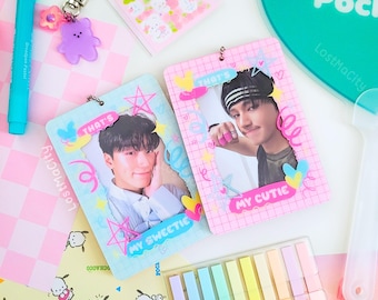 Portafotos doble cara That's My Cutie & Sweetie / Portafotos acrílico rosa pastel / Llavero K-Pop / Accesorio para conciertos