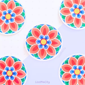 Adesivo Dancheong / Motivo tradizionale coreano a forma di fiore di loto / Palazzo coreano / Adesivo KDrama storico / Cancelleria / Bullet Journaling