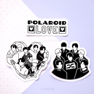 Enhypen-stickerset | Engene | Polaroid-liefde | 10 maanden | Afmeting: antwoord | Kpop-stickerset | Zwart-wit