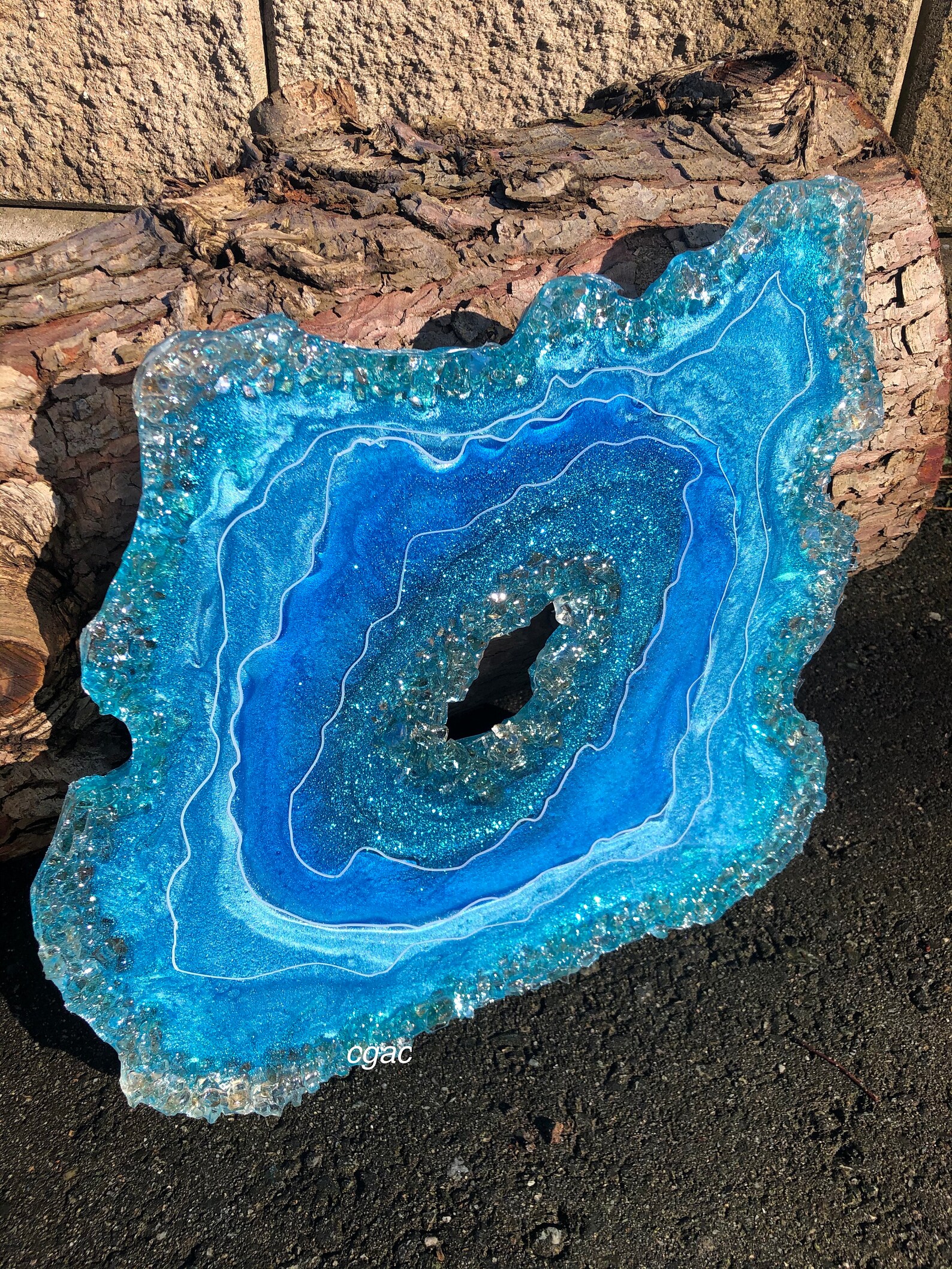 Blue Geode ArtEpoxy Resin GeodeWall ArtFree Form Geode Etsy