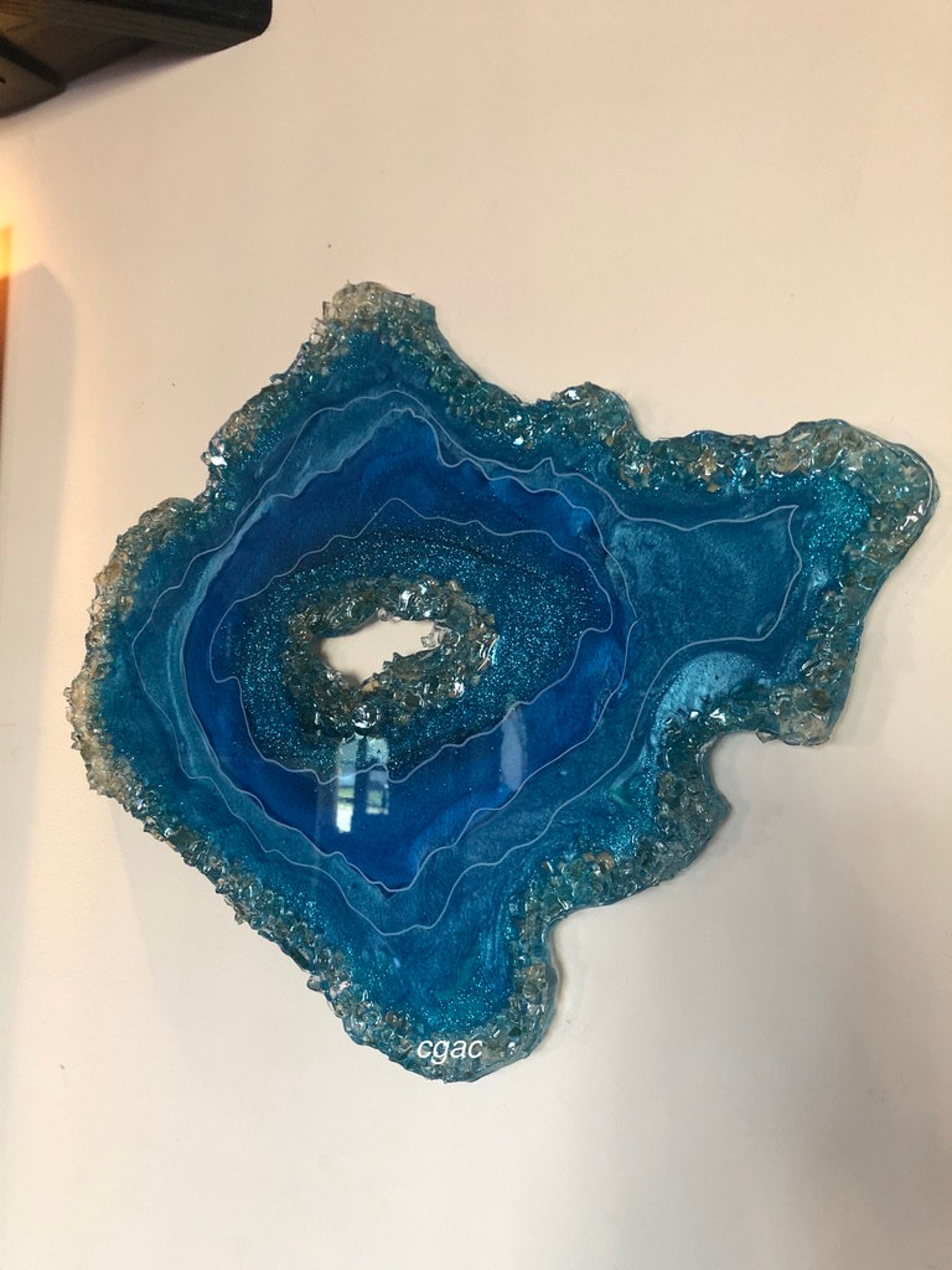 Blue Geode ArtEpoxy Resin GeodeWall ArtFree Form Geode Etsy