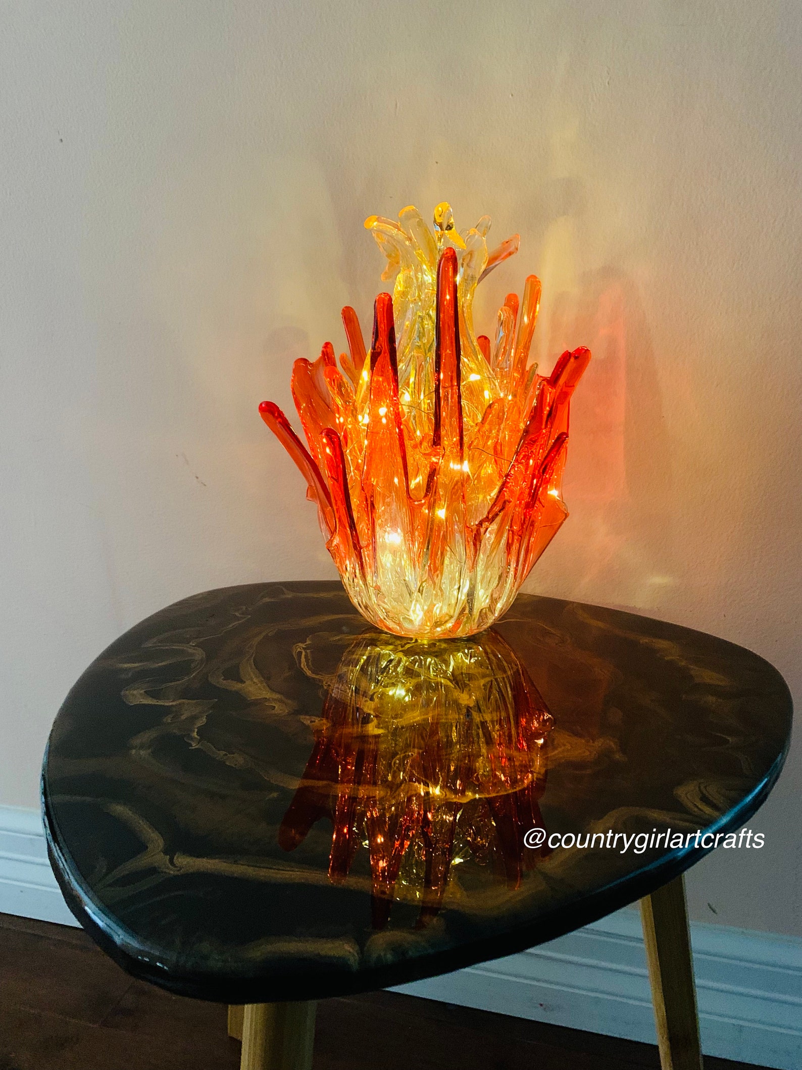 Fire Inspired SculptureLight SculptureResin VaseResin Fire Etsy