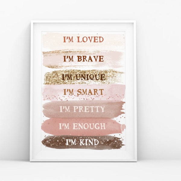 Positive Affirmation - Motivation - Rainbow - Kids Print - Teen girl room decor - Teen Girl Gifts - Daily Affirmation Prints -  Unframed