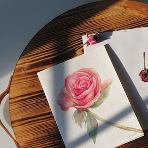 5 x 7 inch originele handgeschilderde aquarelkaarten (geen afdruk) Valentijnsdag, bruiloft, verjaardag, gefeliciteerd, bedankt, verjaardagskaart,