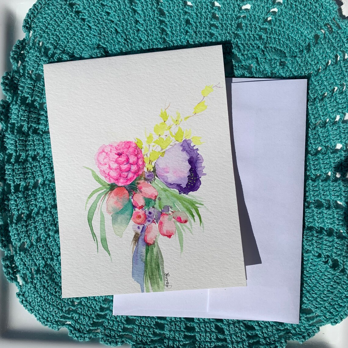 Original Hand Painted Watercolor Cards 4.25x5.5 not Etsy