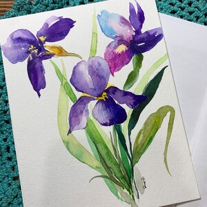 Originele handgeschilderde aquarelkaarten 4,25 x 5,5 inch (niet afgedrukt), bloemen, bedankt, blanco groet, jubileum, Moederdag