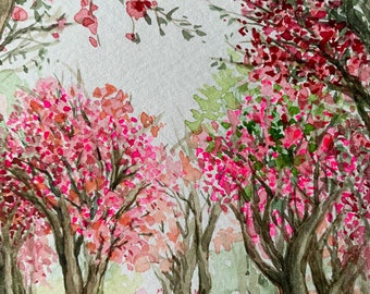 Hand Painted Floral Watercolor Card, Anniversary, Thank You