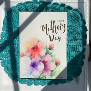 Biglietti personalizzati originali dipinti a mano con acquerello 5"x7" (non stampati). Festa della mamma, compleanno, anniversario floreale, auguri, matrimonio, biglietto di ringraziamento.