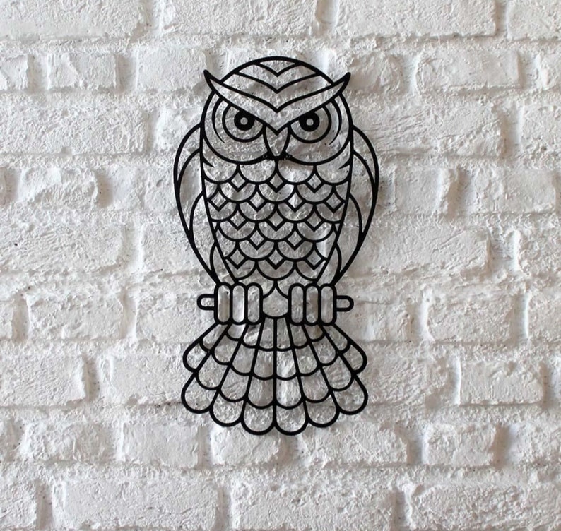 Metal Wall Art Owl Large Wall Decor Handmade Wall Decor Etsy