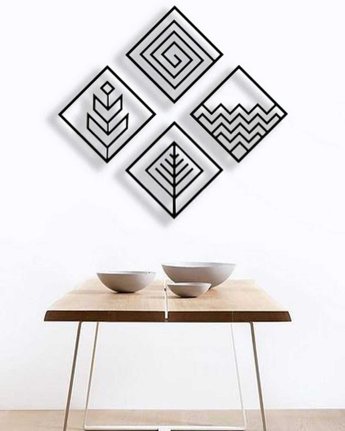 4 Piece Metal Wall Art Square Metal Wall Art Square Wall Etsy