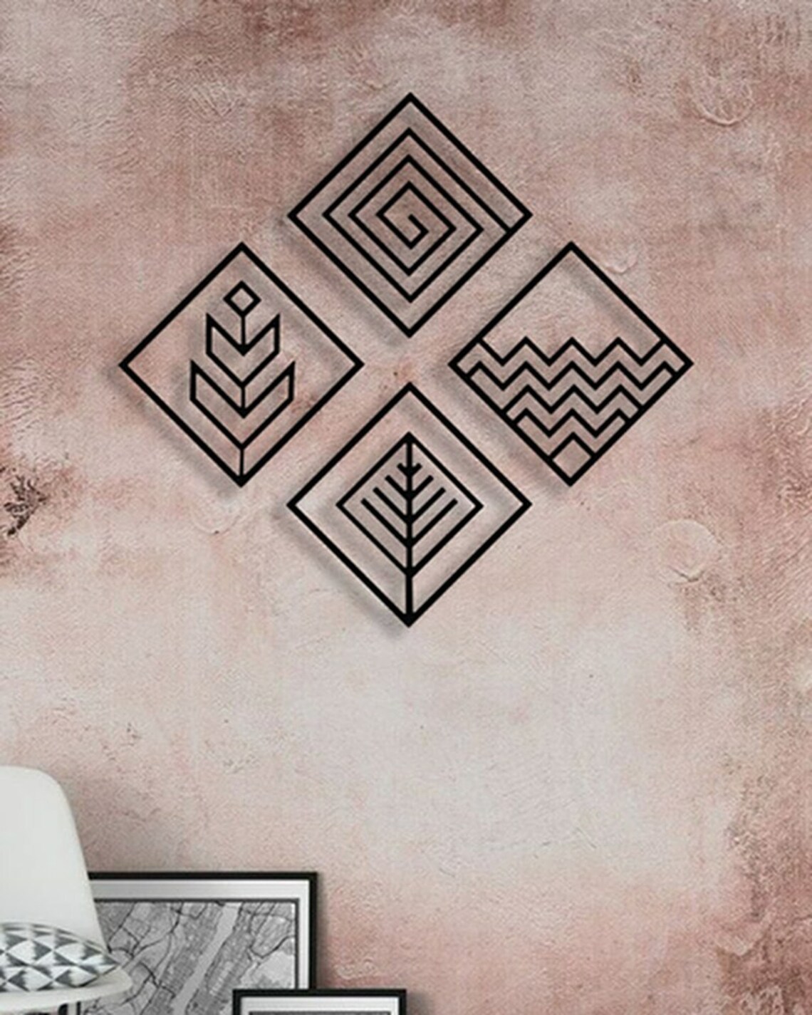 4 Piece Metal Wall Art Square Metal Wall Art Square Wall Etsy