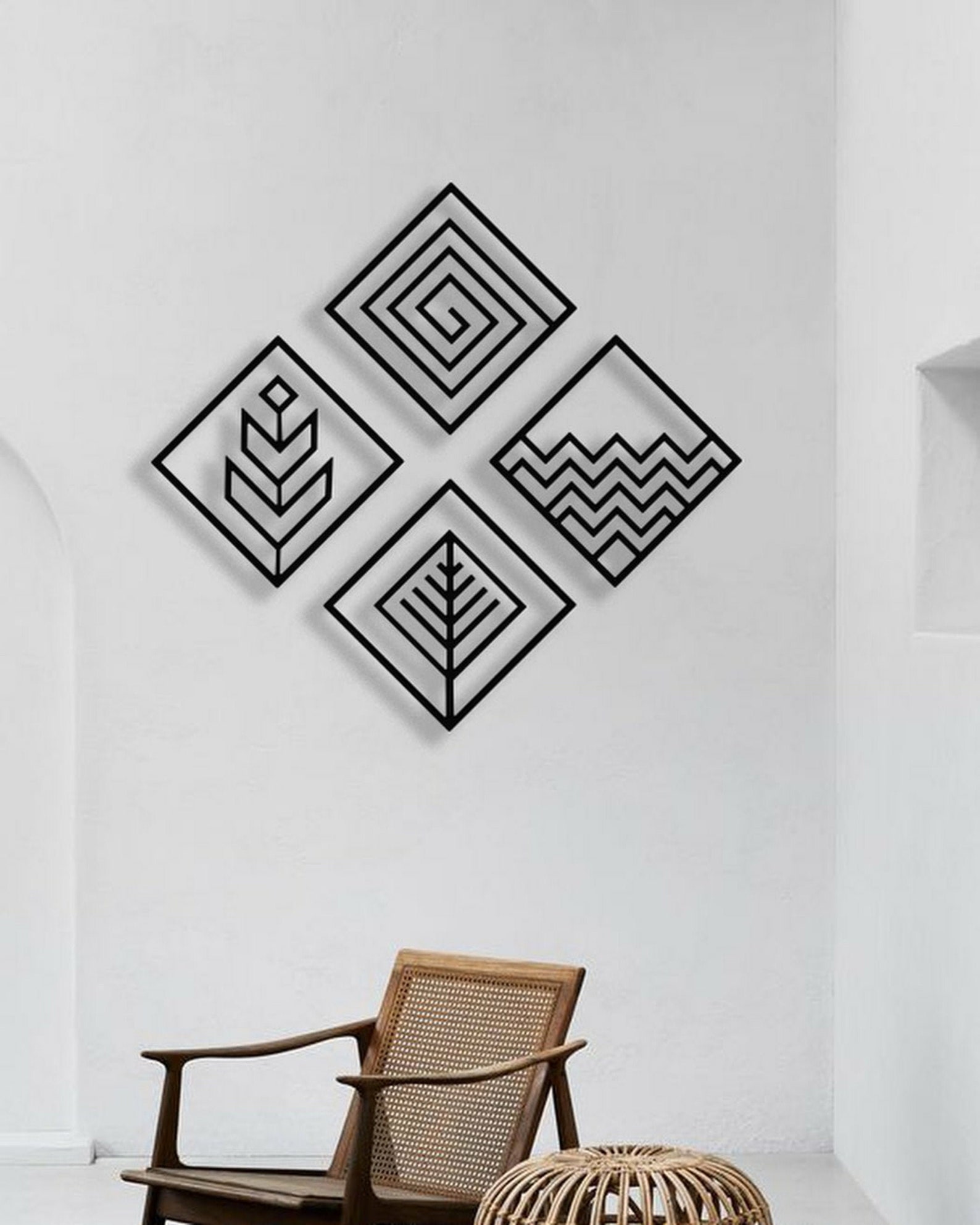 4 Piece Metal Wall Art Square Metal Wall Art Square Wall Etsy