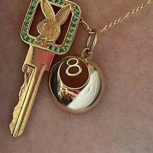 14k 8 Ball Necklace Charm pendant, Solid Gold Billiards 8 Ball charm Magic 8 Ball Pendant charm, 14k Gold 8 ball necklace, Gold 8 Ball Charm