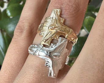 Cross Ring, Solid 14k Gold Cross Ring, Sterling Silver Cross Ring, Vintage crucifix ring, solid 14k gold or silver cross ring, vintage ring