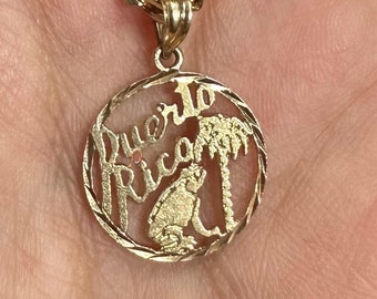 Puerto Rico Necklace charm, puerto rico vintage pendant, boricua necklace, silver puerto rico necklace, 14k gold puerto rico gift charm