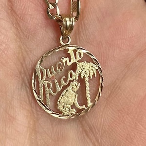 Puerto Rico Necklace charm, puerto rico vintage pendant, boricua necklace, silver puerto rico necklace, 14k gold puerto rico gift charm