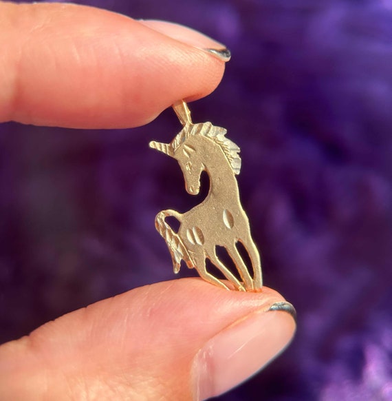 VINTAGE 14k solid gold Unicorn Pendant, estate 14k