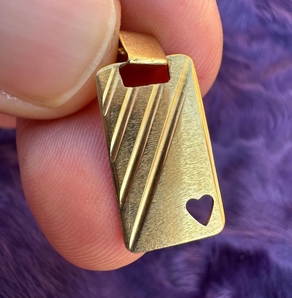 VINTAGE Ace of heart pendant, 14k solid gold heart card charm, gold ace of heart pendant, gold heart charm, vintage heart charm