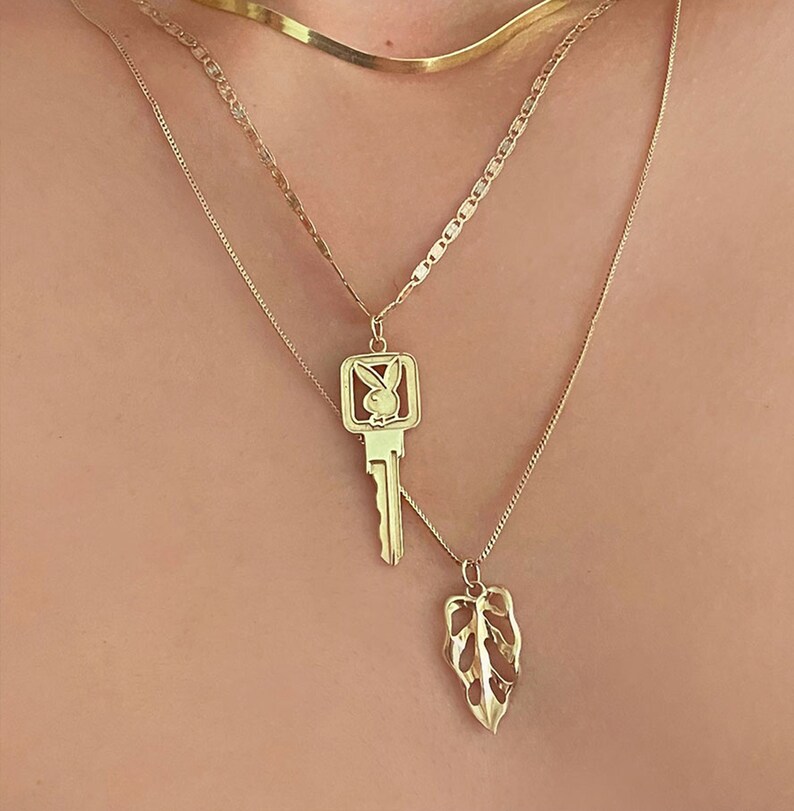 Solid 10k Yellow Gold Playboy Bunny Key Charm Pendant Etsy