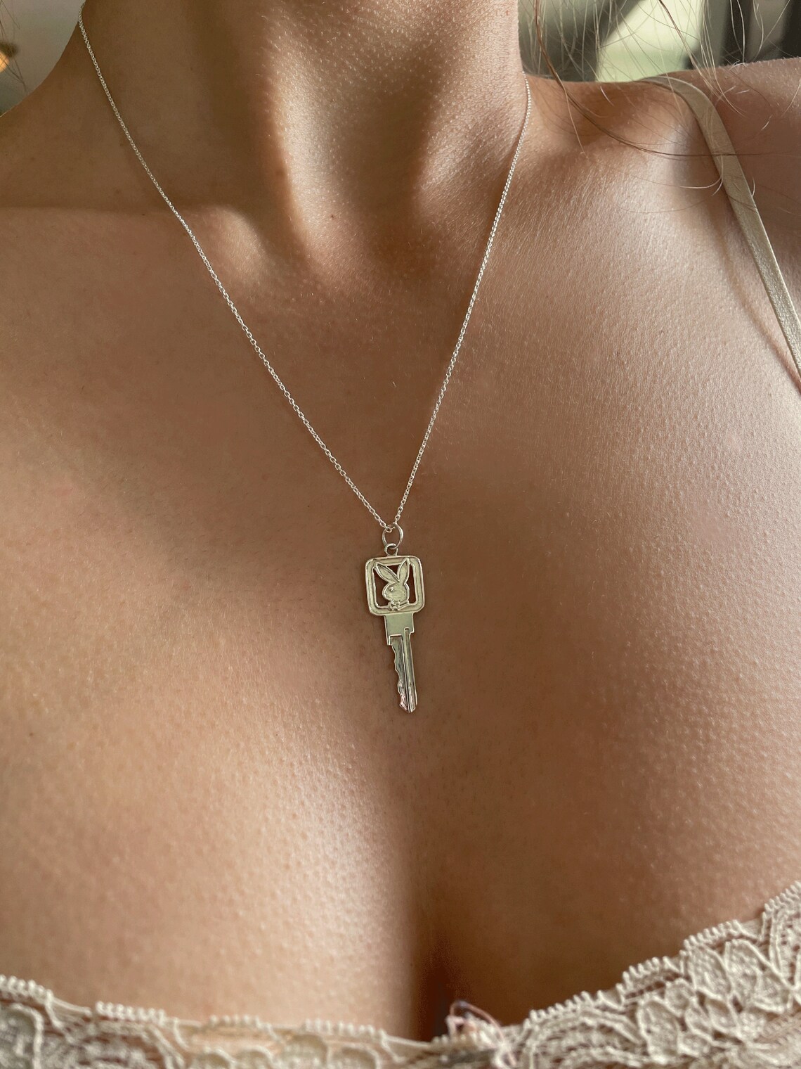 Playboy Bunny Key Necklace Sterling Silver Etsy