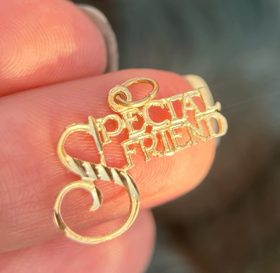 VINTAGE 14k solid gold Special Friend charm penda… - image 2
