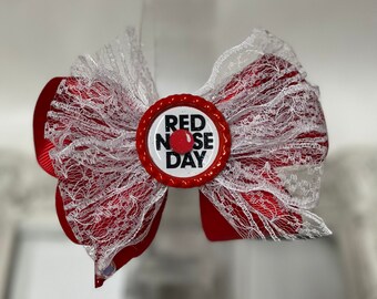 Neue Mädchen Red Nos Day ausgefallene Haarschleife rot 4-Zoll-Clip