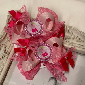 New girls 2 x 3 inch hair bows Peppa Pig pink pigtail bows