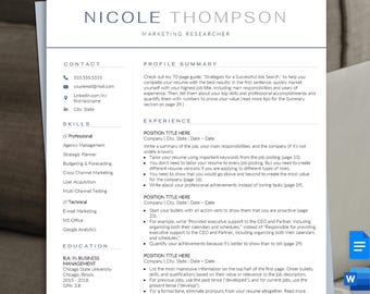 Modern Resume Template: Minimalist Design for Word, Google Docs, Canva