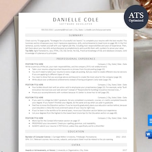 ATS-Friendly Software Engineer, Developer Resume Template for Google Docs & Word
