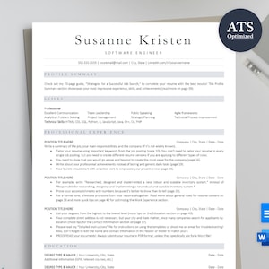 ATS Software Engineer Resume Template for Google Docs, Word