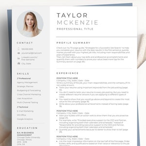 Resume Template, Modern Resume Template with Photo, Resume Template Word, Creative Resume, Cover Letter, Professional CV Template zdjęcie 2