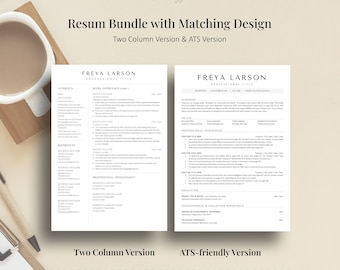 Modern Resume Template Bundle: ATS and Standard Versions, Google Docs, Word