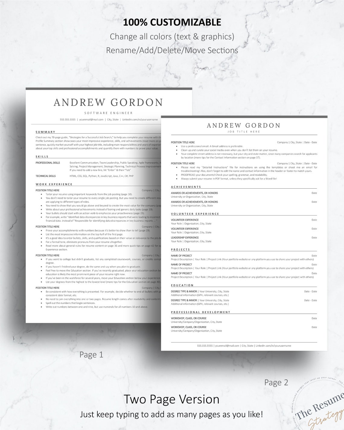Software Engineer ATS Resume Template ATS Friendly Resume - Etsy